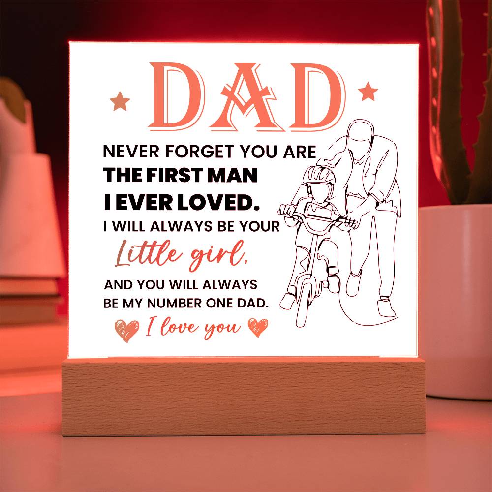 Dad Never Forget Printed Square Shaped Acrylic Plaque-Express Your Love Gifts
