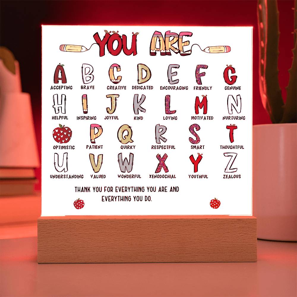 Teacher's ABC Printed Square Shaped Acrylic Plaque-Express Your Love Gifts