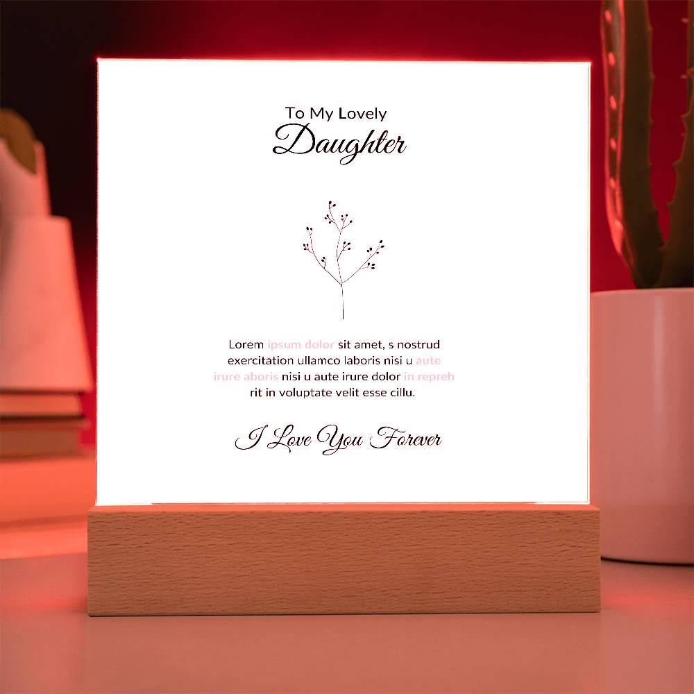 To My Daughter Lorem Ipsum Baloon Printed Square Shaped Acrylic Plaque-Express Your Love Gifts