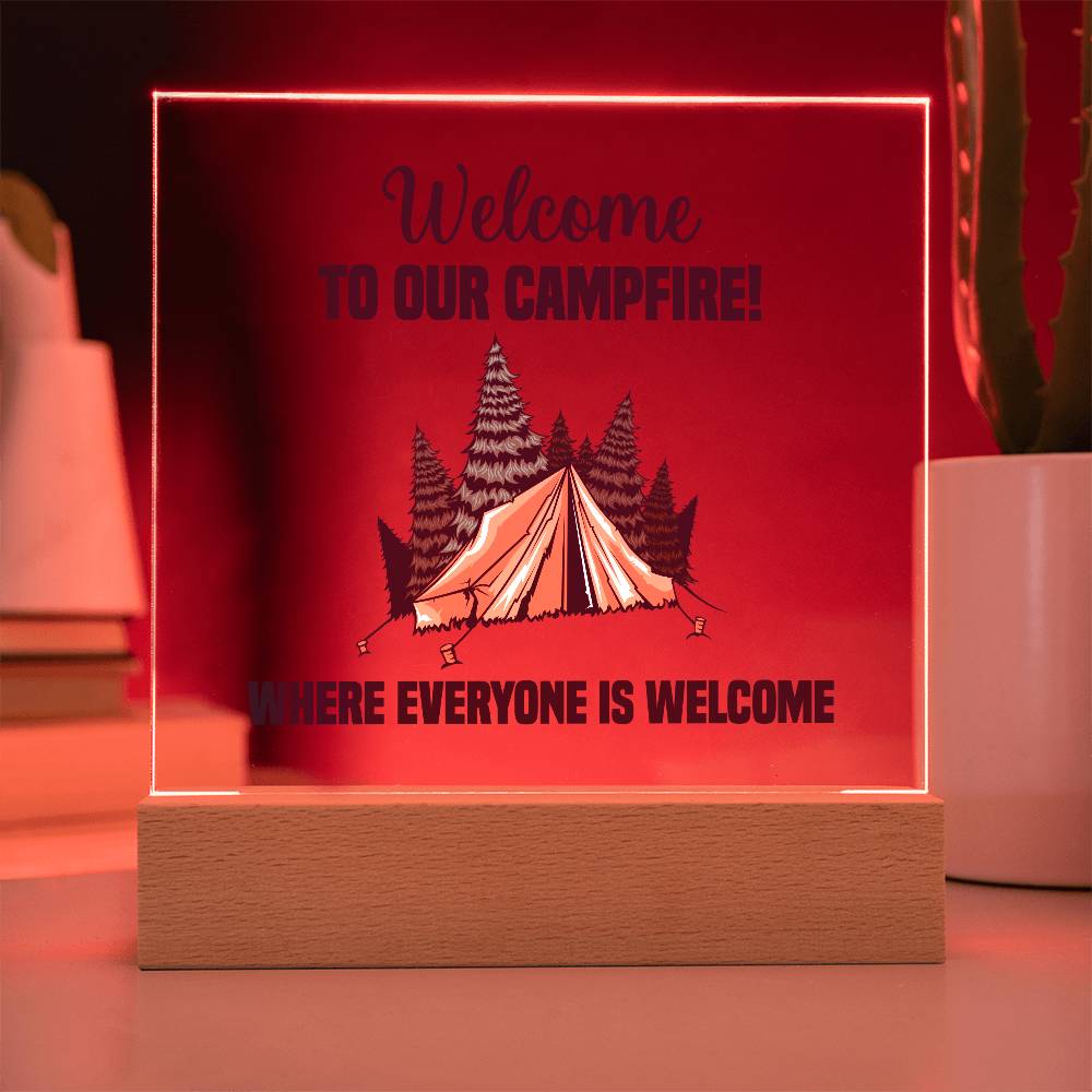 Everyone is Welcome Printed Square Shaped Acrylic Plaque-Express Your Love Gifts
