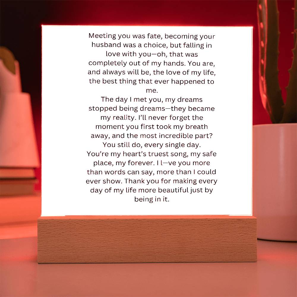 To My Wife Meeting You Was Fate Printed Square Shaped Acrylic Plaque-Express Your Love Gifts