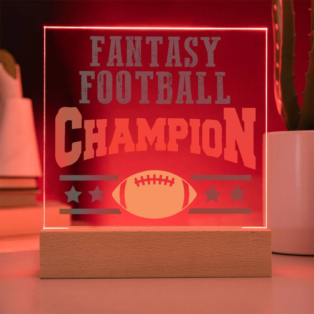 Fantasy Football Champion Printed Square Shaped Acrylic Plaque-Express Your Love Gifts