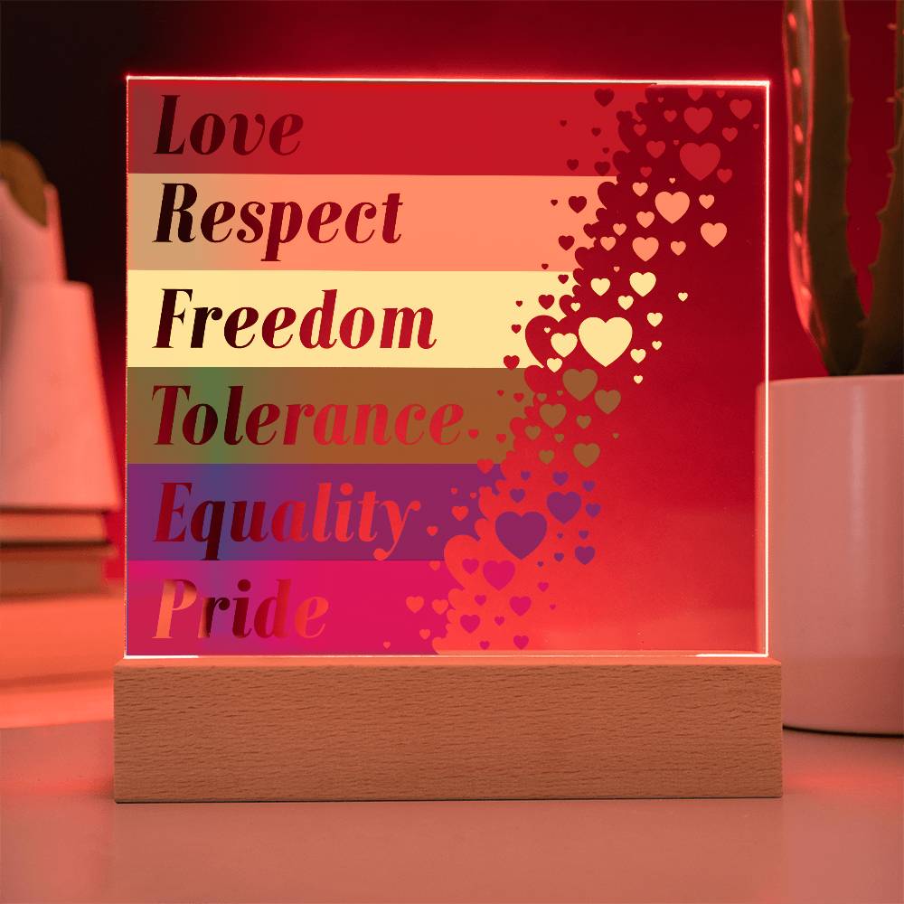 LGBTQLove Respect Fre Printed Square Shaped Acrylic Plaque edom Tolerance Equality Pride-Express Your Love Gifts