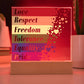 LGBTQLove Respect Fre Printed Square Shaped Acrylic Plaque edom Tolerance Equality Pride-Express Your Love Gifts