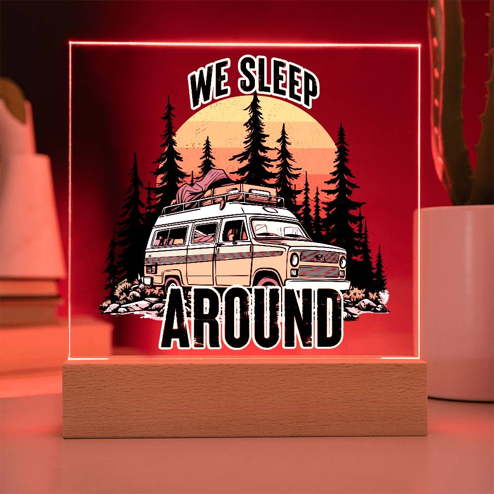 Camping Around Printed Square Shaped Acrylic Plaque-Express Your Love Gifts