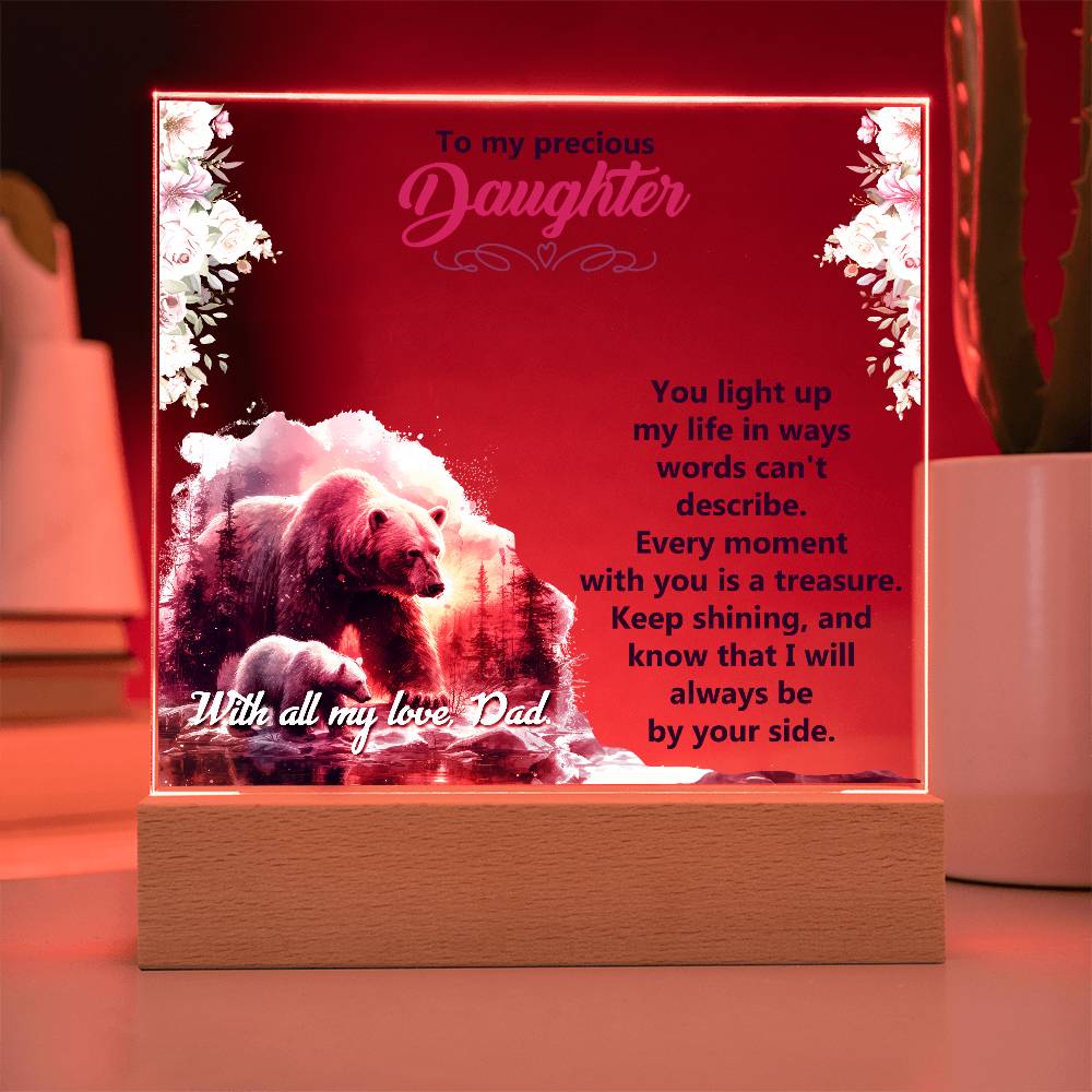 To My Precious Daughter Printed Square Shaped Acrylic Plaque-Express Your Love Gifts