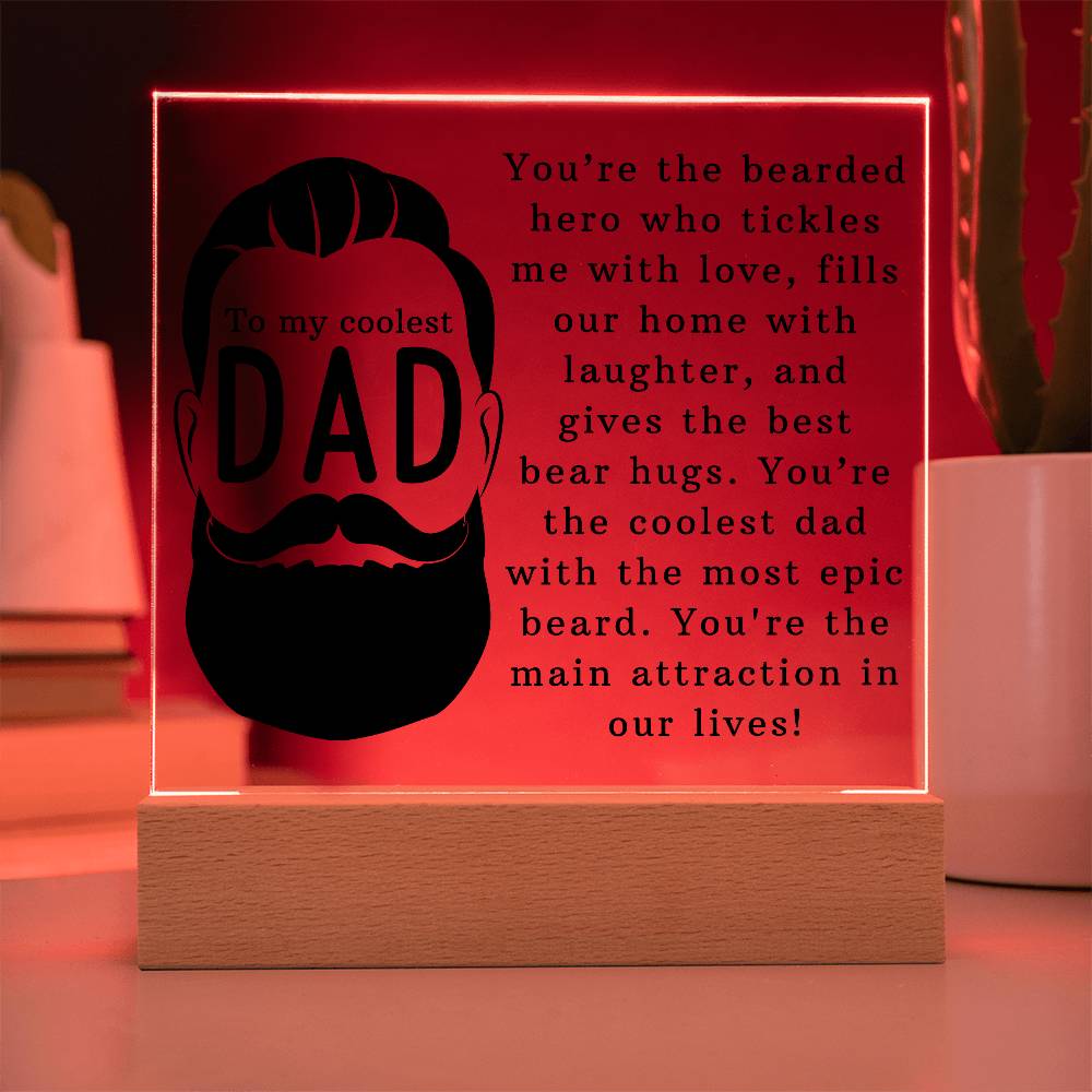 To the Coolest Dad Printed Square Shaped Acrylic Plaque-Express Your Love Gifts