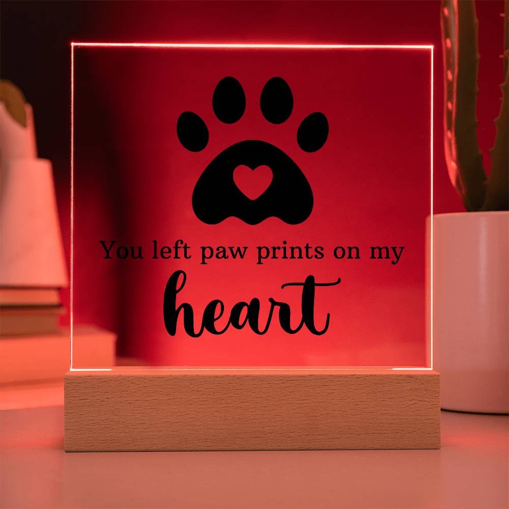 Paw Print Printed Square Shaped Acrylic Plaque-Express Your Love Gifts