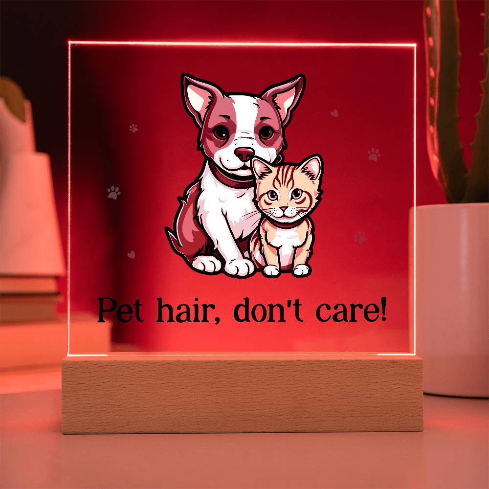 Pet Hair Don't Care! Printed Square Shaped Acrylic Plaque-Express Your Love Gifts