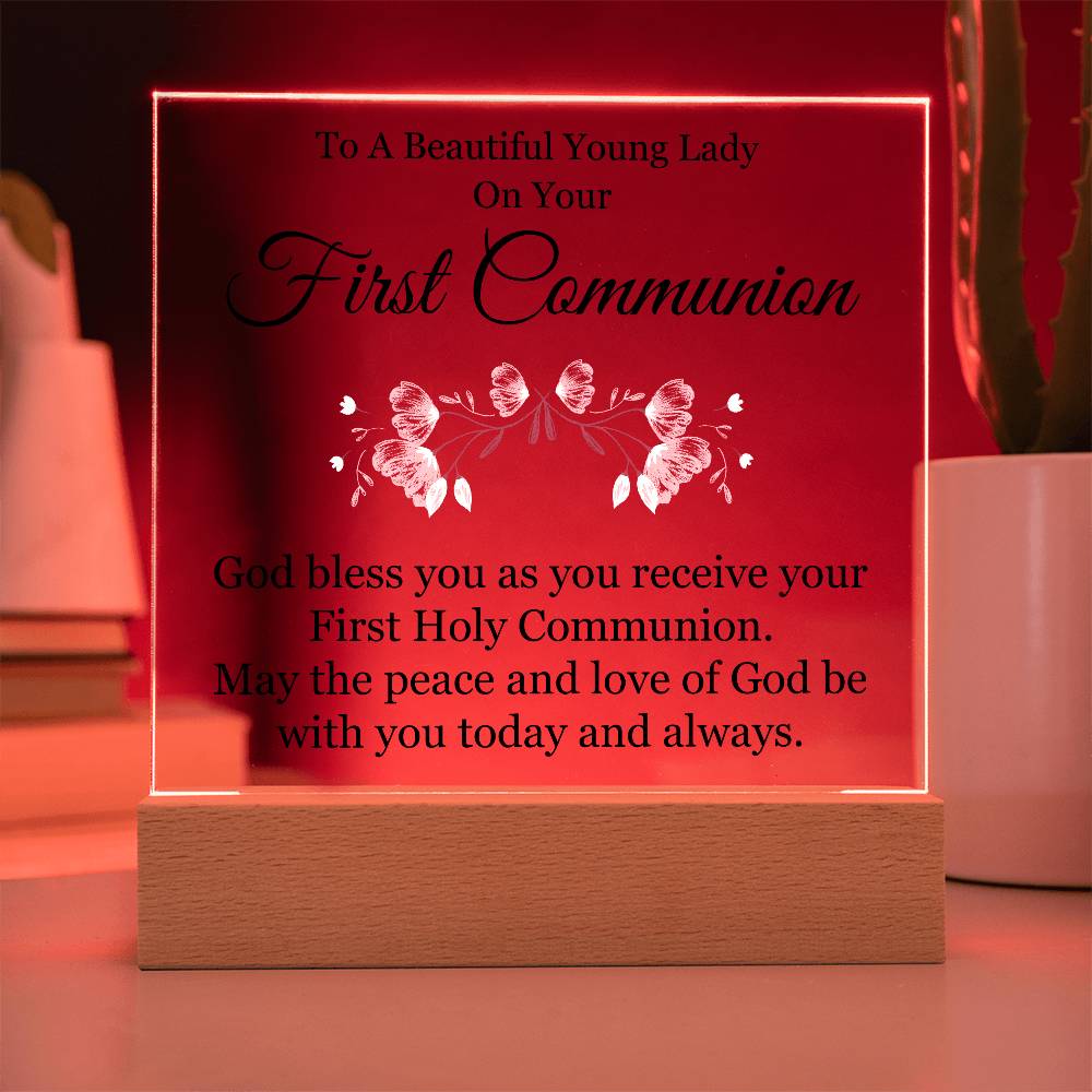 First Communion Printed Square Shaped Acrylic Plaque-Express Your Love Gifts