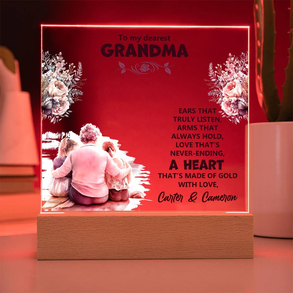 To My Dearest Grandma Printed Square Shaped Acrylic Plaque-Express Your Love Gifts