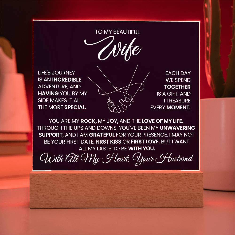 To My Wife You Are My Rock Printed Square Shaped Acrylic Plaque-Express Your Love Gifts