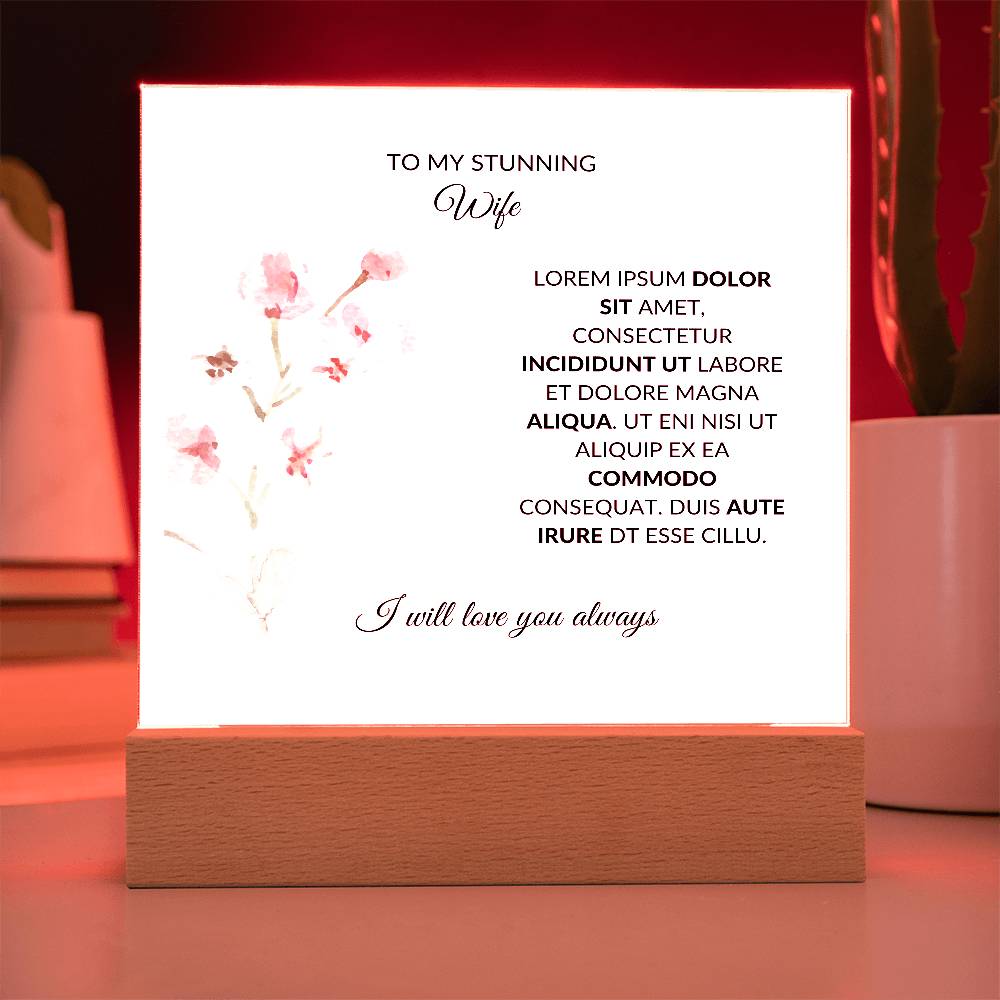 To My Stunning Wife Lorem Ipsum Dolor Printed Square Shaped Acrylic Plaque-Express Your Love Gifts