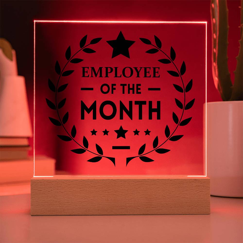 Employee Of The Month Printed Square Shaped Acrylic Plaque-Express Your Love Gifts