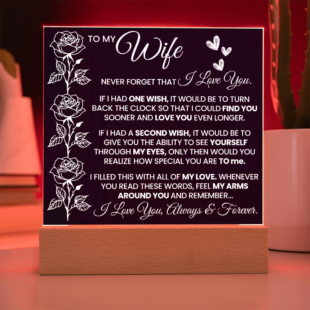 To My Wife Never Forget Printed Square Shaped Acrylic Plaque-Express Your Love Gifts