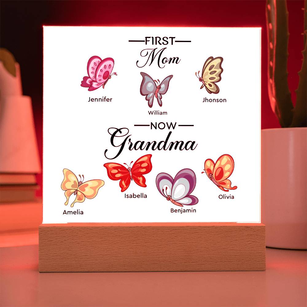 First Mom Now Grandma Printed Square Shaped Acrylic Plaque-Express Your Love Gifts
