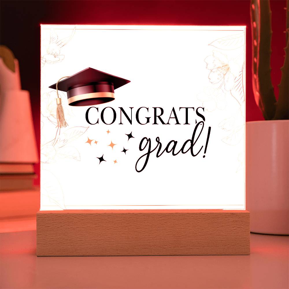 Congrats Grad Printed Square Shaped Acrylic Plaque-Express Your Love Gifts