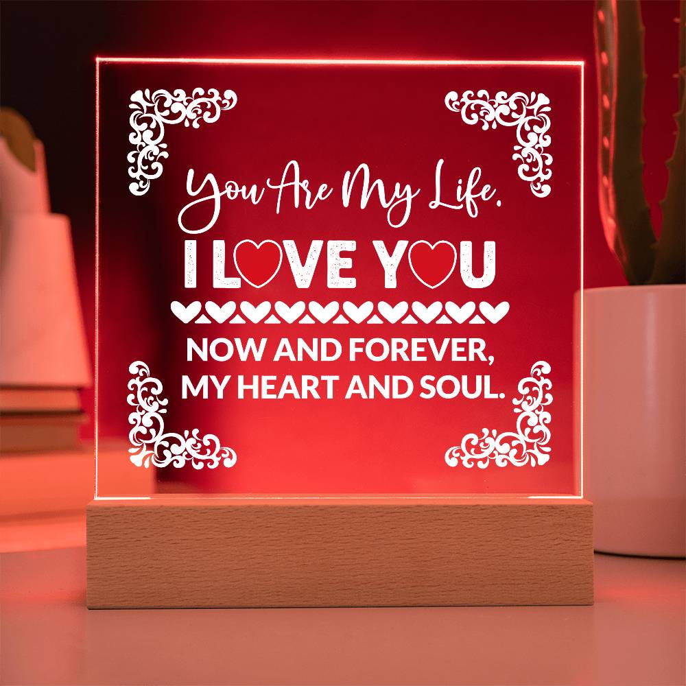 You Are My Life Printed Square Shaped Acrylic Plaque-Express Your Love Gifts