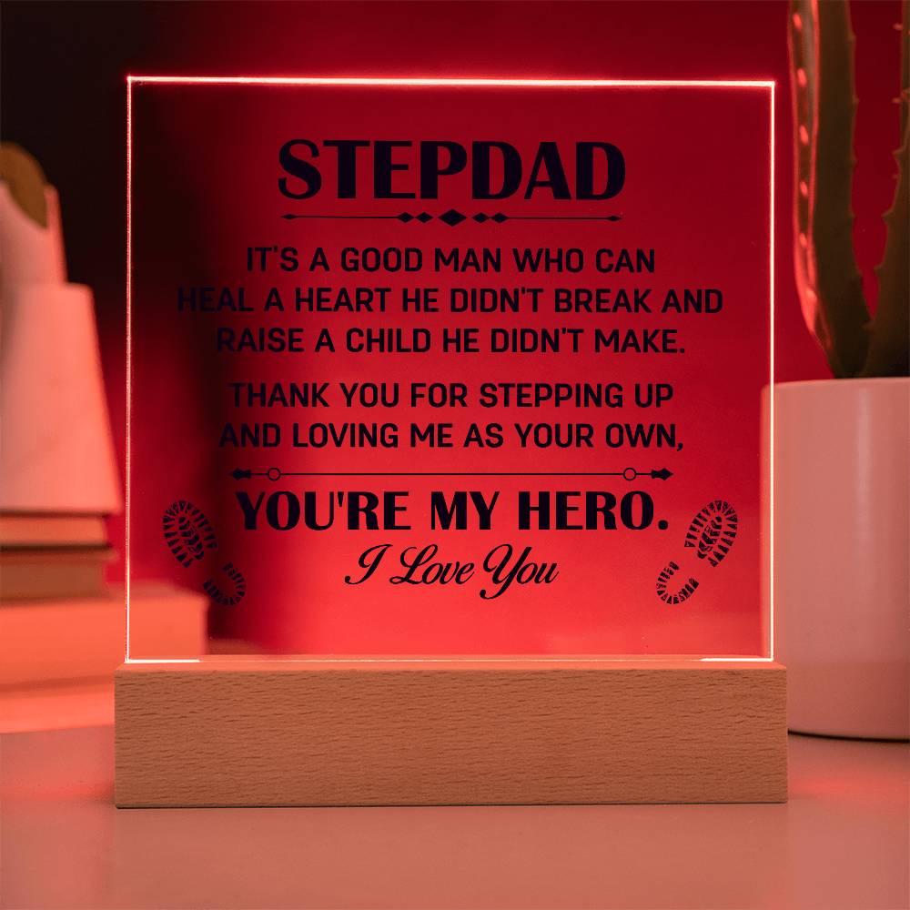 Stepdad A Good Man Printed Square Shaped Acrylic Plaque-Express Your Love Gifts
