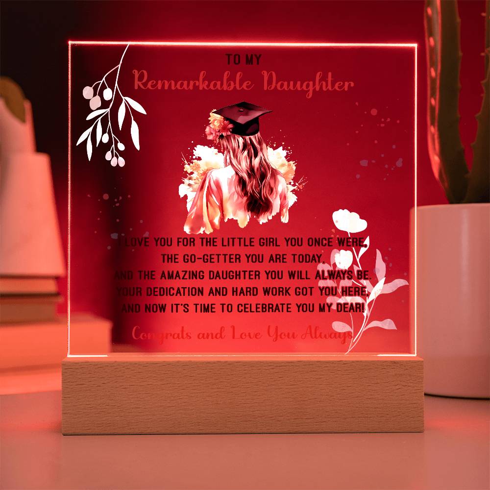 Remarkable Daughter Graduation Printed Square Shaped Acrylic Plaque-Express Your Love Gifts