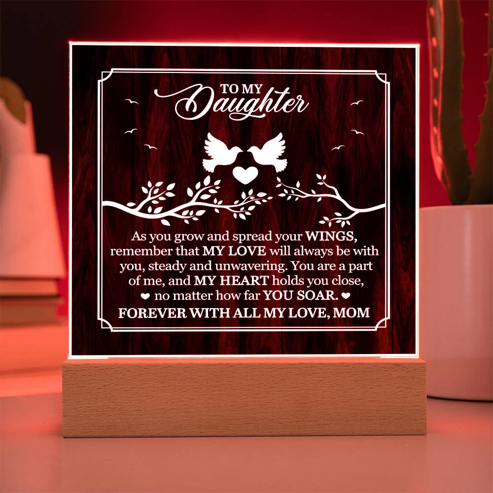 Personalized To My Daughter From Mom My Love Printed Square Shaped Acrylic Plaque-Express Your Love Gifts