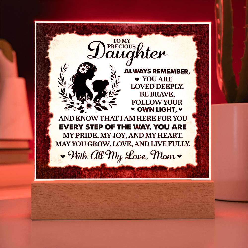 To My Daughter From Mom Always Remember Printed Square Shaped Acrylic Plaque-Express Your Love Gifts