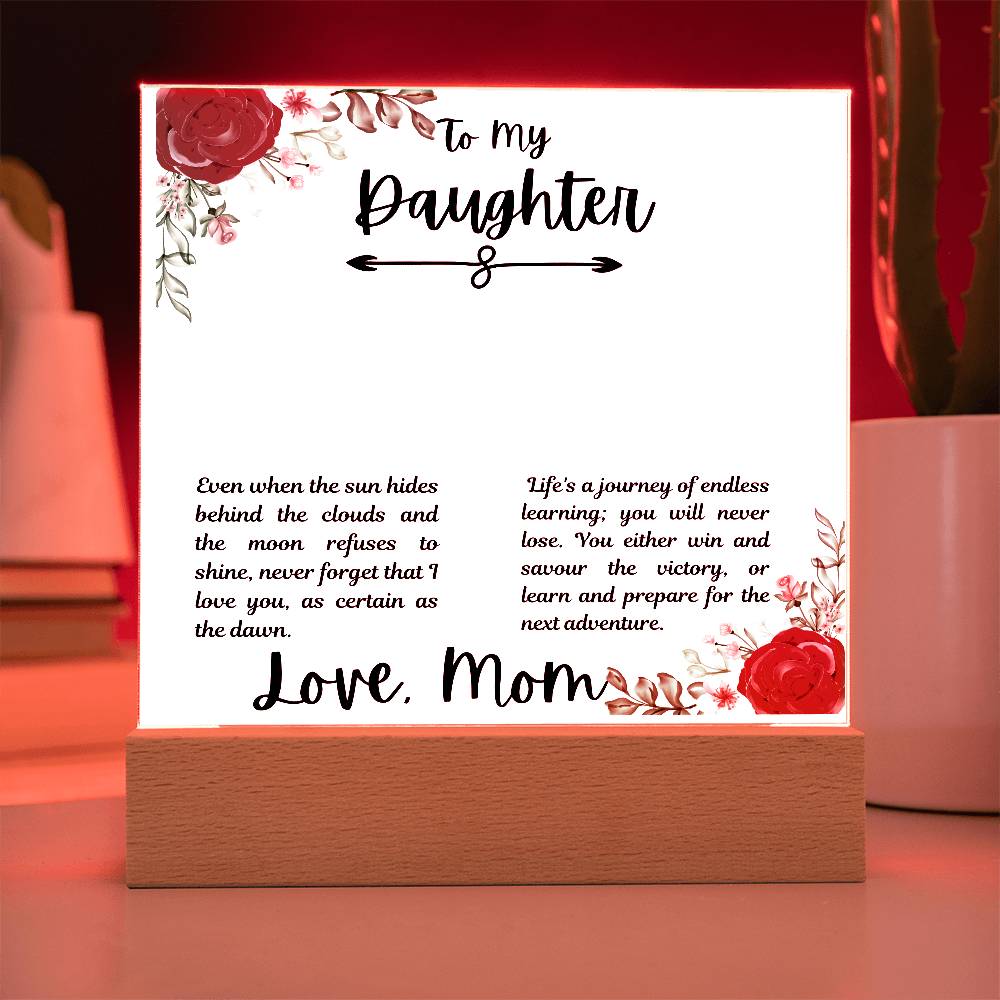 To Daughter From Mom Life's a Journey Printed Square Shaped Acrylic Plaque-Express Your Love Gifts