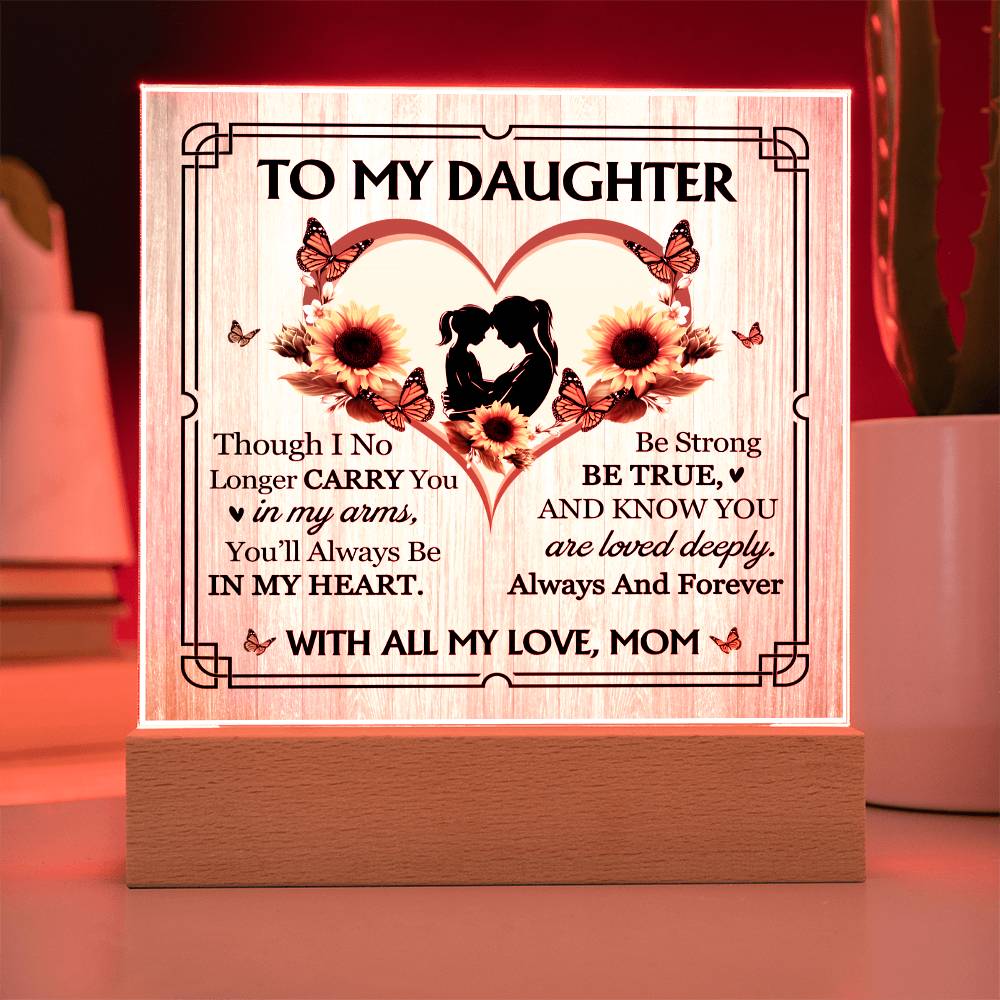 To My Daughter From Mom With All My Love Printed Square Shaped Acrylic Plaque-Express Your Love Gifts