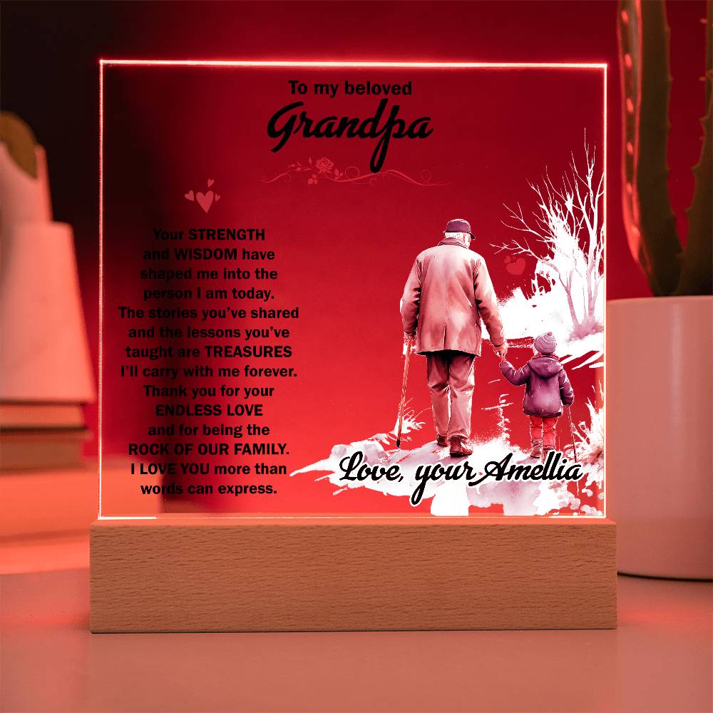 To My Beloved Grandpa Printed Square Shaped Acrylic Plaque-Express Your Love Gifts