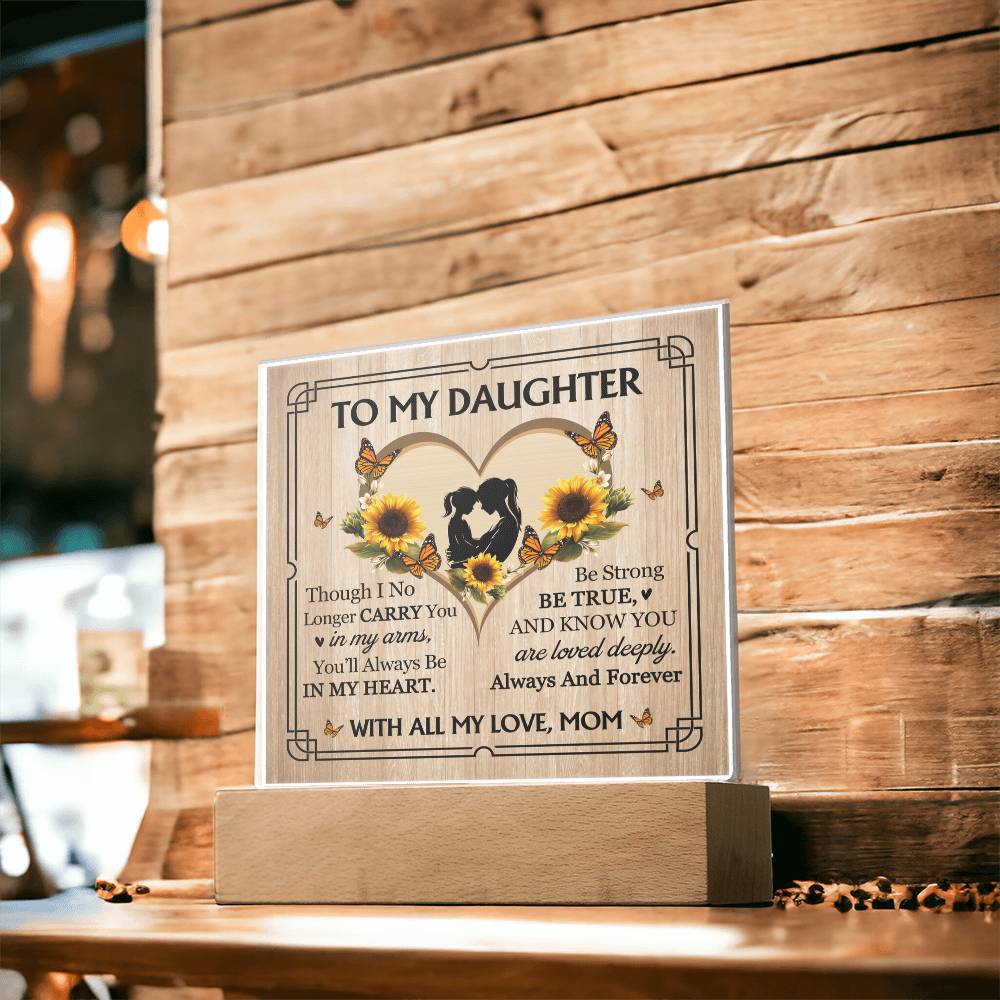To My Daughter From Mom With All My Love Printed Square Shaped Acrylic Plaque-Express Your Love Gifts