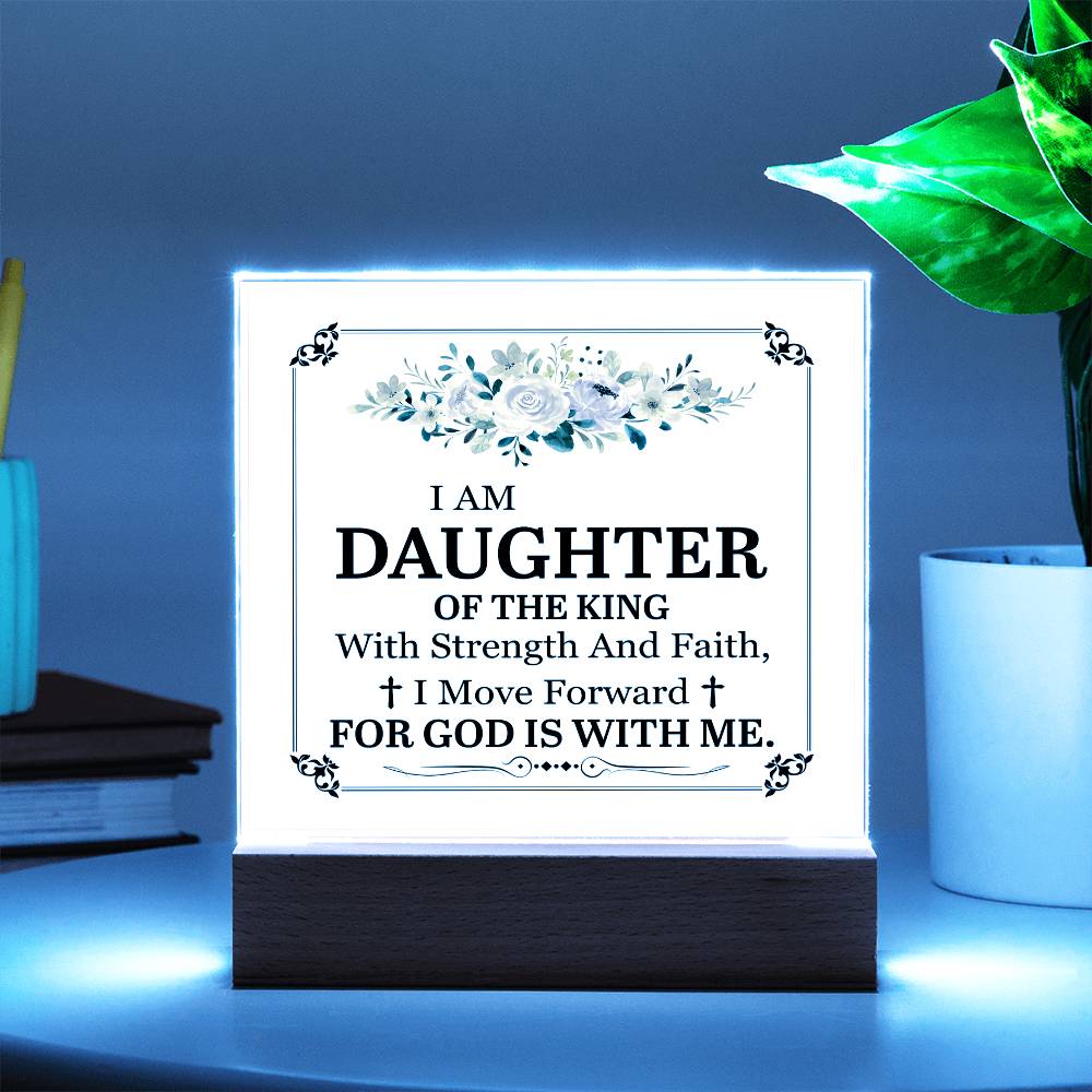 Personalized To My Daughter I Am Daughter of the King Printed Square Shaped Acrylic Plaque-Express Your Love Gifts