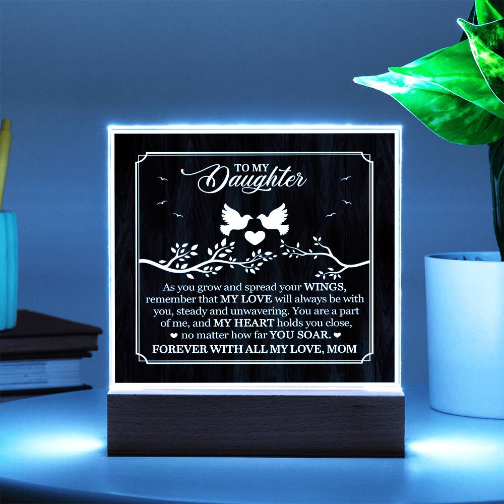 Personalized To My Daughter From Mom My Love Printed Square Shaped Acrylic Plaque-Express Your Love Gifts