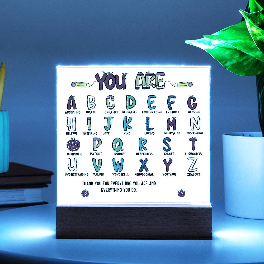 Teacher's ABC Printed Square Shaped Acrylic Plaque-Express Your Love Gifts
