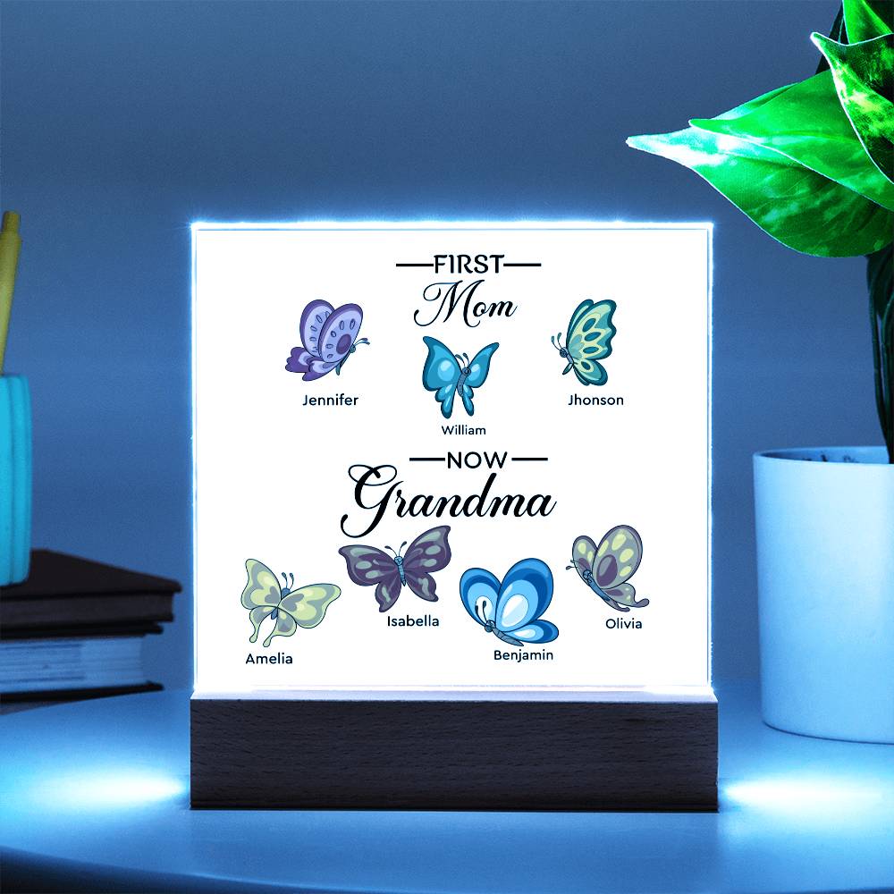 First Mom Now Grandma Printed Square Shaped Acrylic Plaque-Express Your Love Gifts