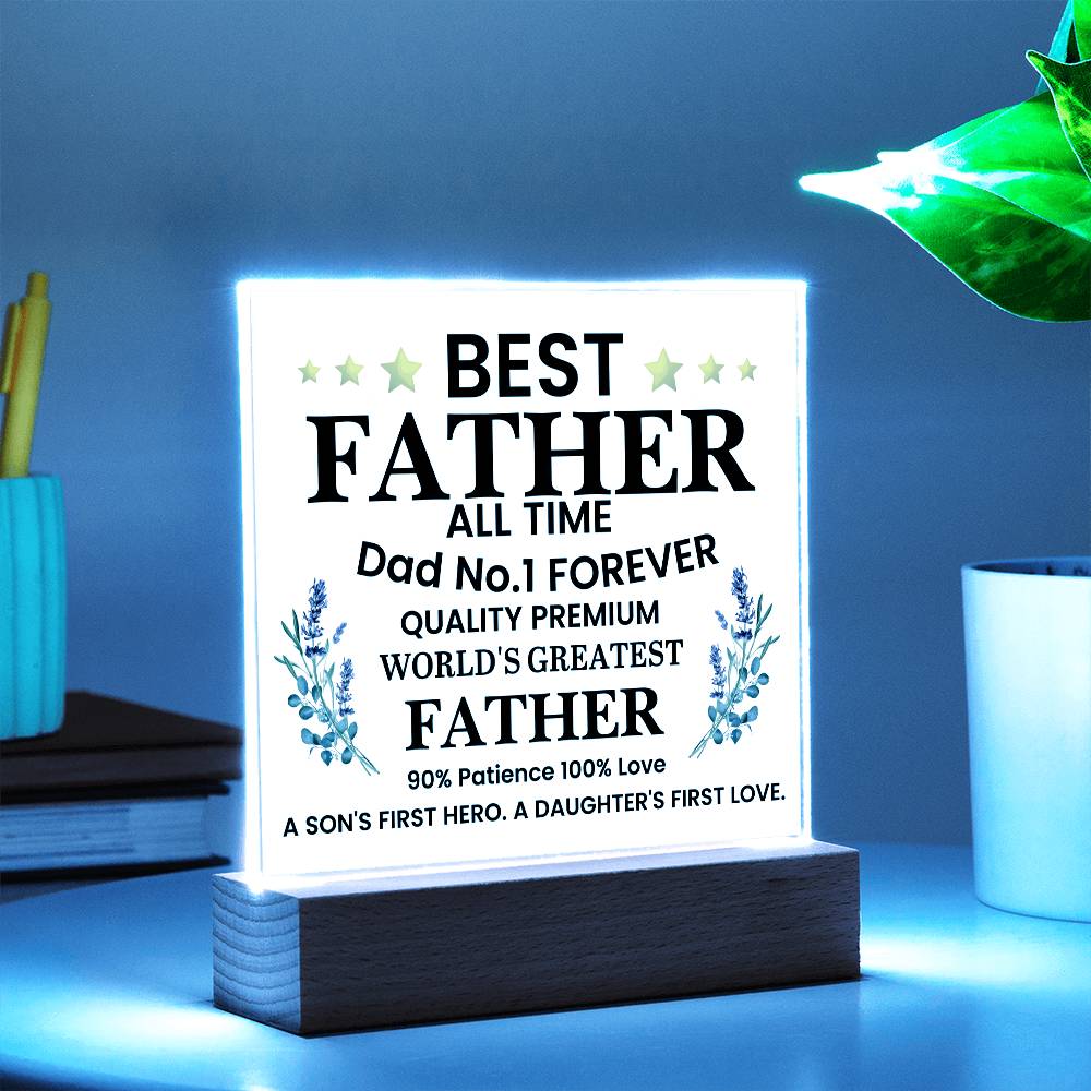 Best Father of All Time Printed Square Shaped Acrylic Plaque-Express Your Love Gifts