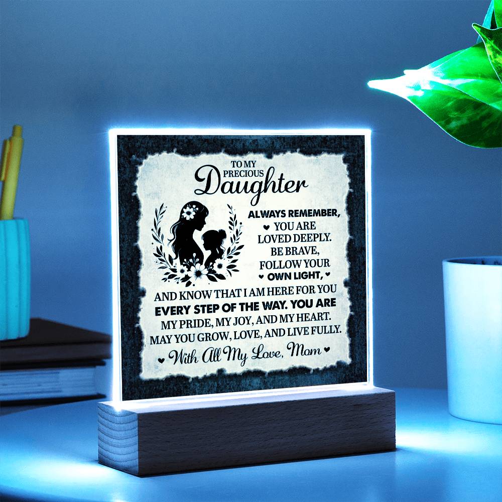 To My Daughter From Mom Always Remember Printed Square Shaped Acrylic Plaque-Express Your Love Gifts