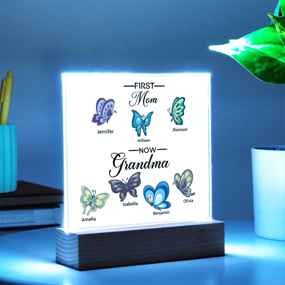 First Mom Now Grandma Printed Square Shaped Acrylic Plaque-Express Your Love Gifts