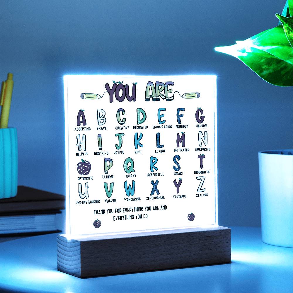Teacher's ABC Printed Square Shaped Acrylic Plaque-Express Your Love Gifts