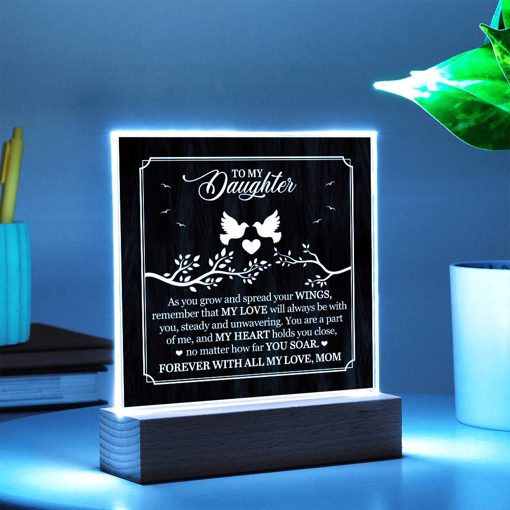 Personalized To My Daughter From Mom My Love Printed Square Shaped Acrylic Plaque-Express Your Love Gifts
