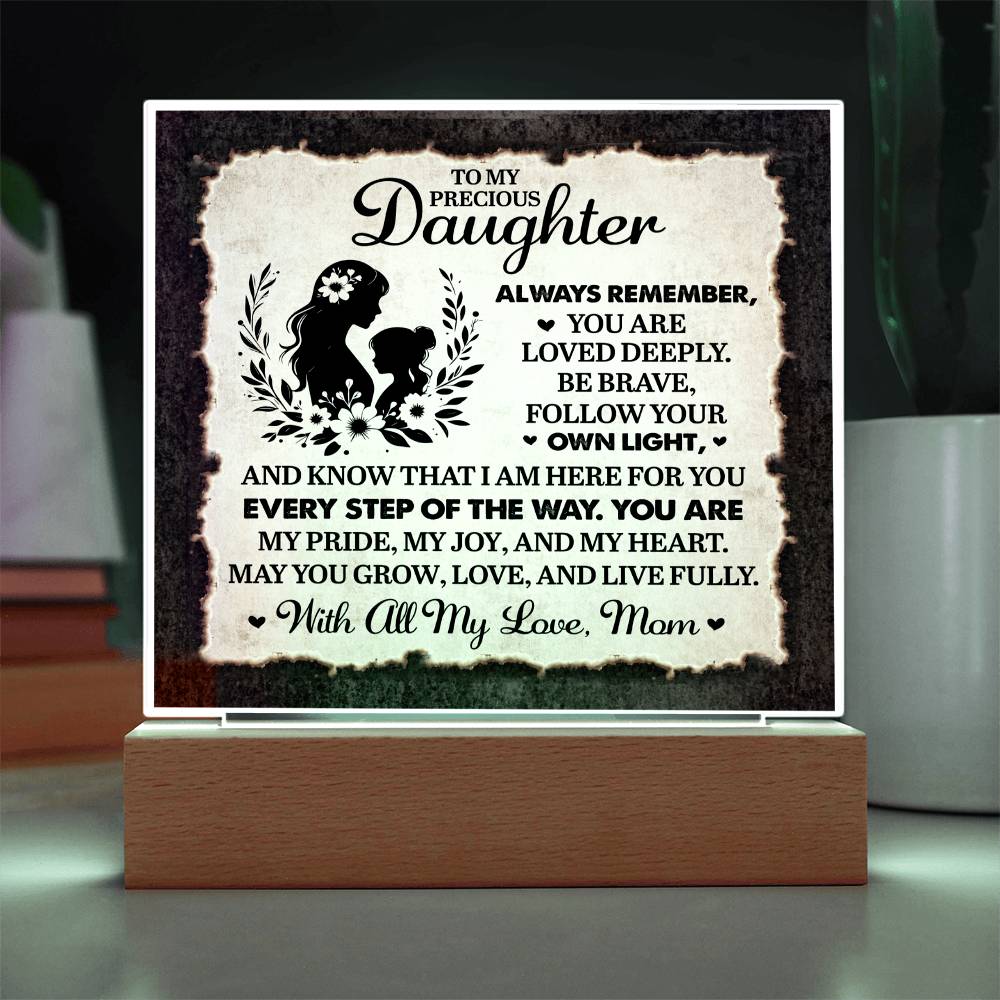 To My Daughter From Mom Always Remember Printed Square Shaped Acrylic Plaque-Express Your Love Gifts