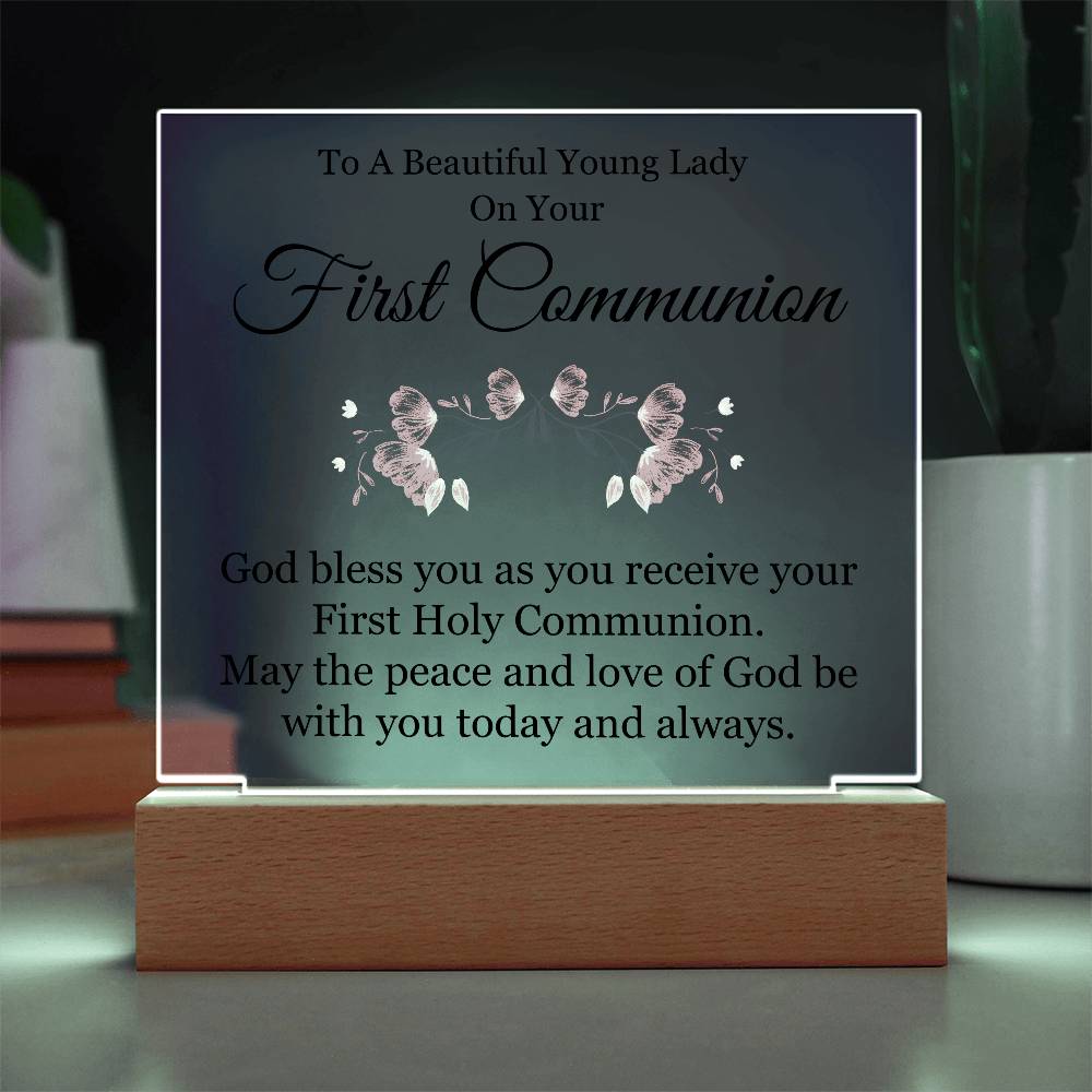First Communion Printed Square Shaped Acrylic Plaque-Express Your Love Gifts
