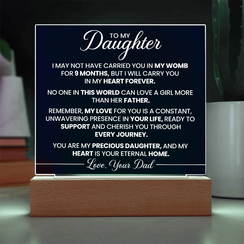 To Daughter From Dad In My Heart Forever Printed Square Shaped Acrylic Plaque-Express Your Love Gifts