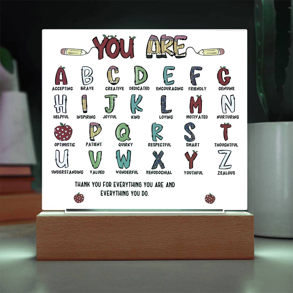 Teacher's ABC Printed Square Shaped Acrylic Plaque-Express Your Love Gifts