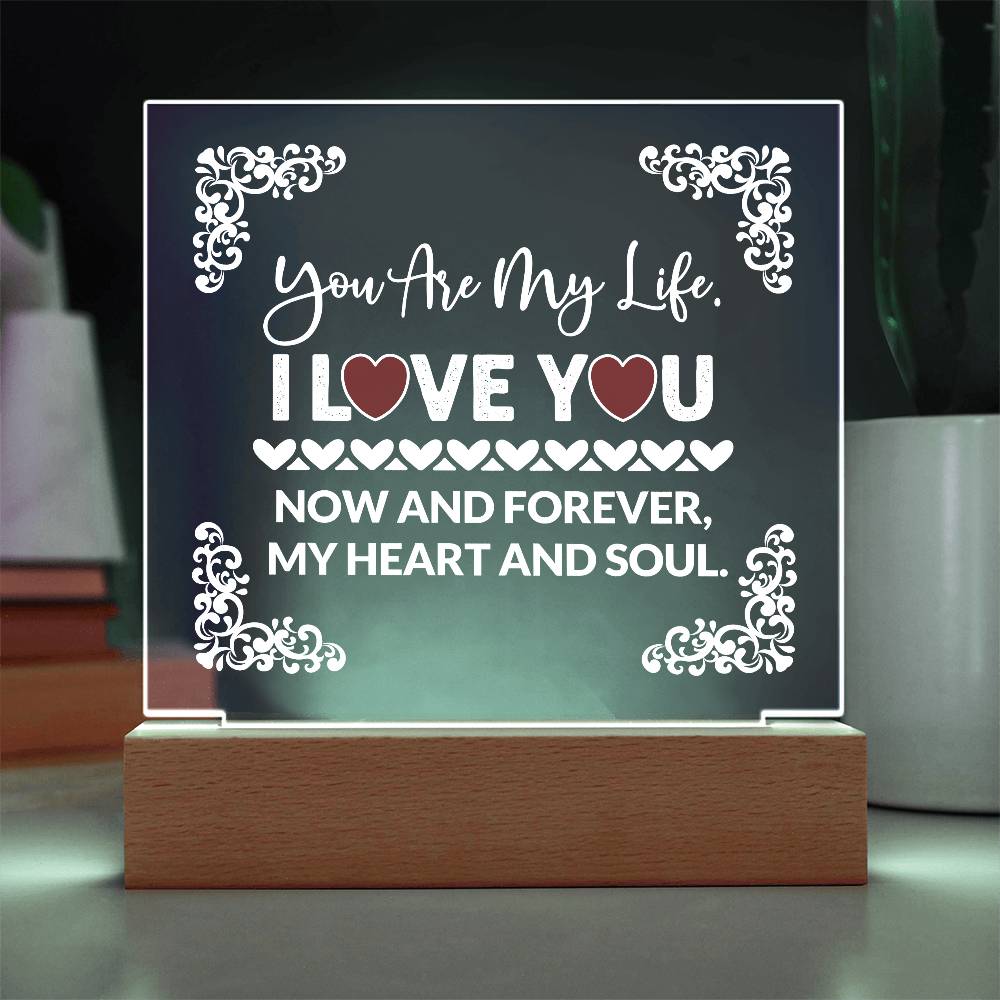 You Are My Life Printed Square Shaped Acrylic Plaque-Express Your Love Gifts