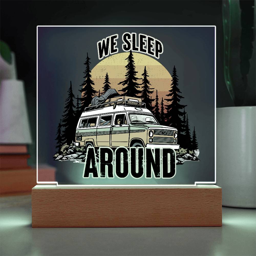 Camping Around Printed Square Shaped Acrylic Plaque-Express Your Love Gifts