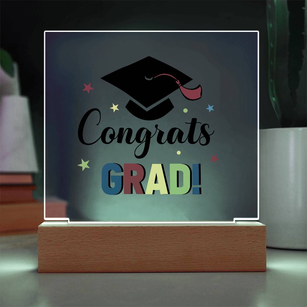 Congrats Grad! Printed Square Shaped Acrylic Plaque-Express Your Love Gifts