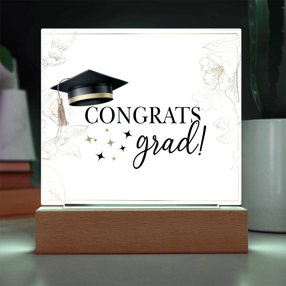 Congrats Grad Printed Square Shaped Acrylic Plaque-Express Your Love Gifts