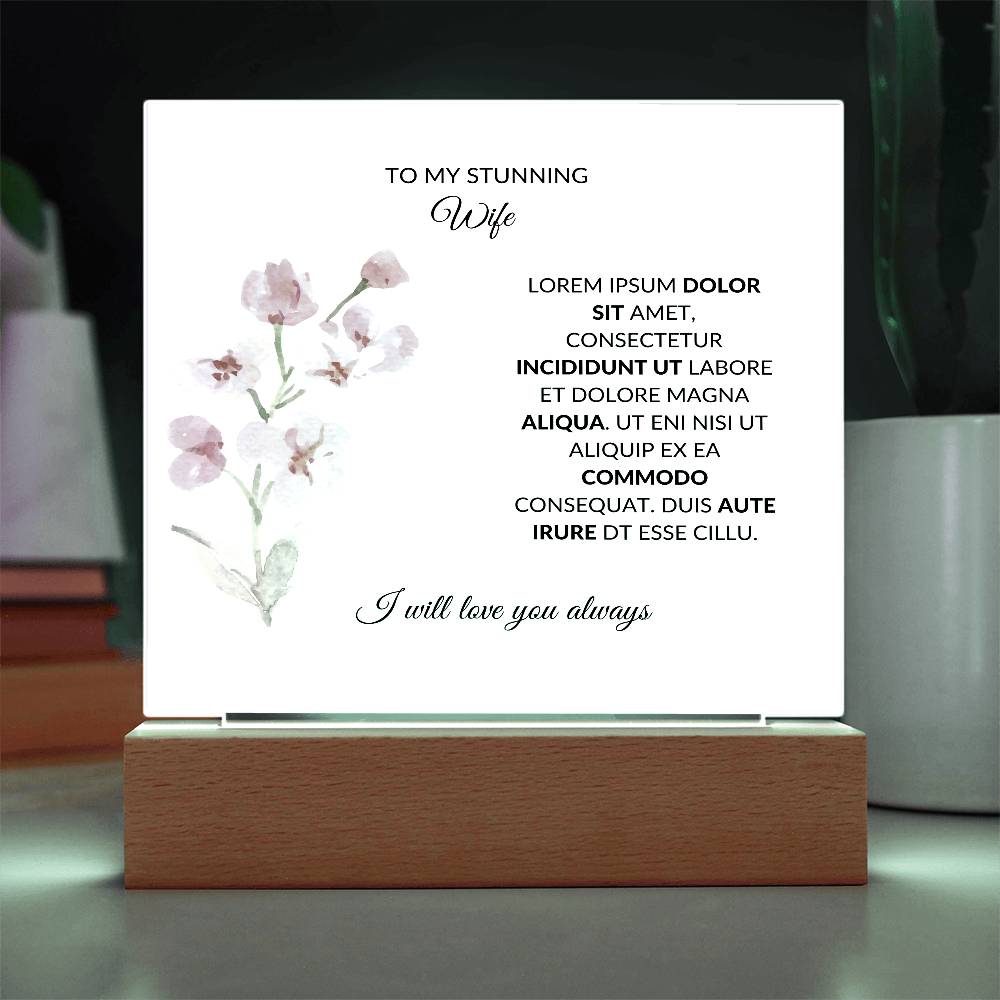 To My Stunning Wife Lorem Ipsum Dolor Printed Square Shaped Acrylic Plaque-Express Your Love Gifts