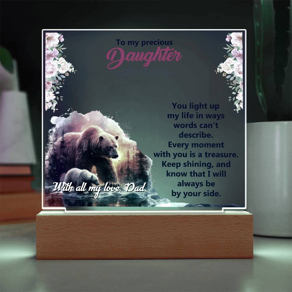 To My Precious Daughter Printed Square Shaped Acrylic Plaque-Express Your Love Gifts