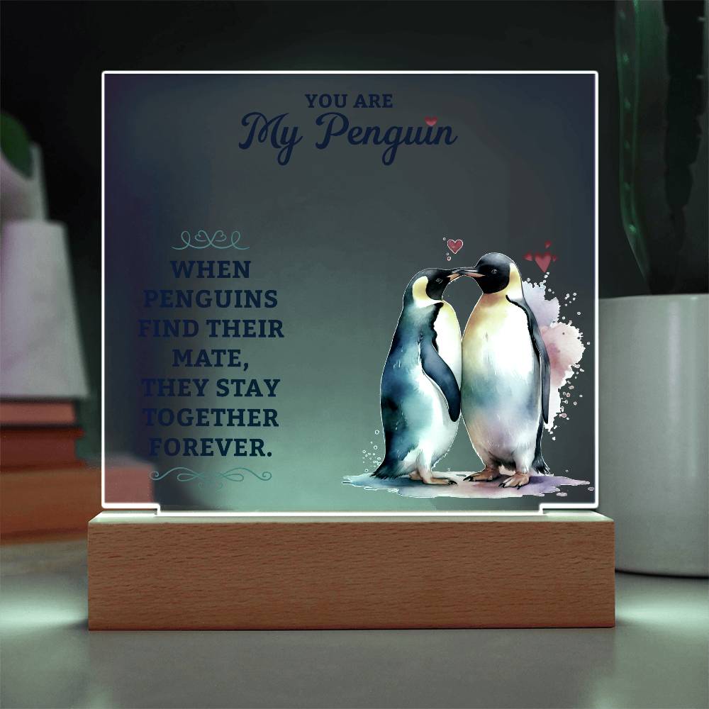 To My Man You are My Penguin Printed Square Shaped Acrylic Plaque-Express Your Love Gifts